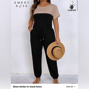 Emery Rose Black and Tan Jumpsuit